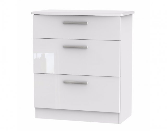 Welcome Furniture Belgravia High Gloss 3 Drawer Deep Chest of Drawers
