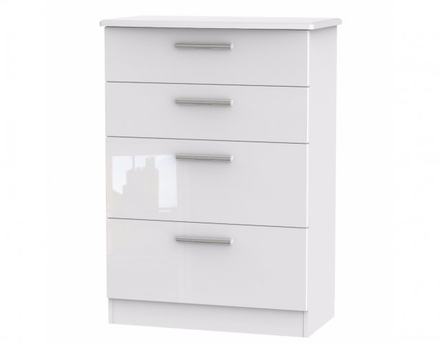 Welcome Furniture Belgravia High Gloss 4 Drawer Deep Chest of Drawers
