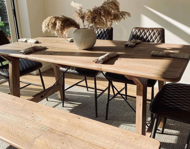 Valetta Reclaimed Wood Dining Table Set With Bench 4 Chairs Furniture World