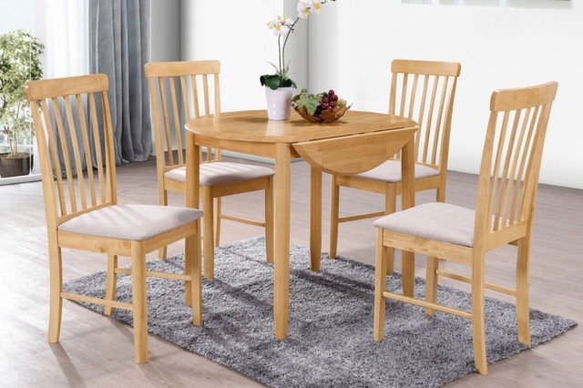 Alaska Oak Round Drop Leaf Dining Table Set & 4 Chairs Alaska Oak Round Drop Leaf Dining Table Set & 4 Chairs