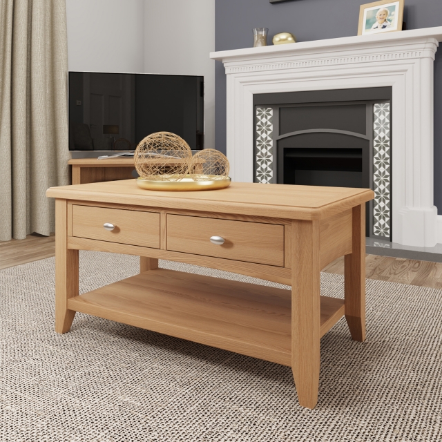 Oak City Oakland Modern Oak Large Coffee Table Furniture World