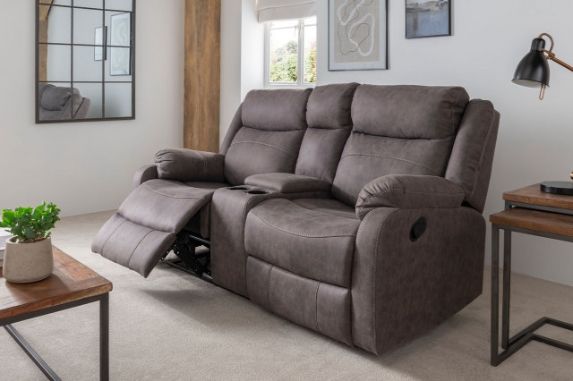 Ellena Grey 2 Seater Recliner Sofa With, 3 Seater Electric Recliner Sofa With Console