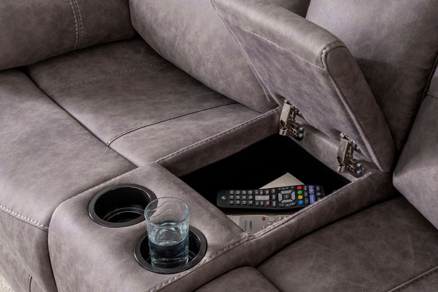 Ellena Grey 2 Seater Recliner Sofa With, Genuine Leather Recliner Sofa Uk