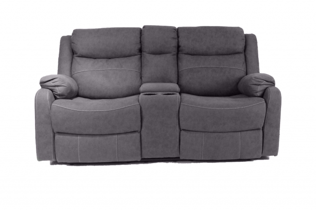 Gray reclining loveseat with console deals
