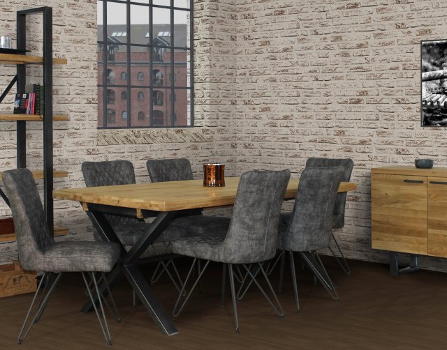 Forge Industrial 190 Dining Table Set, Grey Wooden Dining Room Table And Chairs