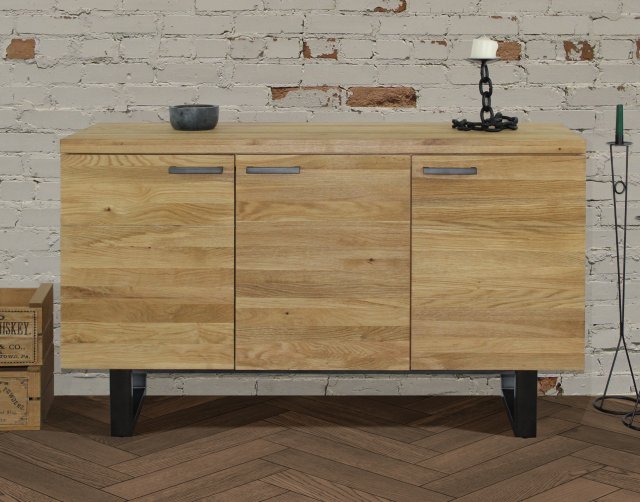Oak shop metal sideboard