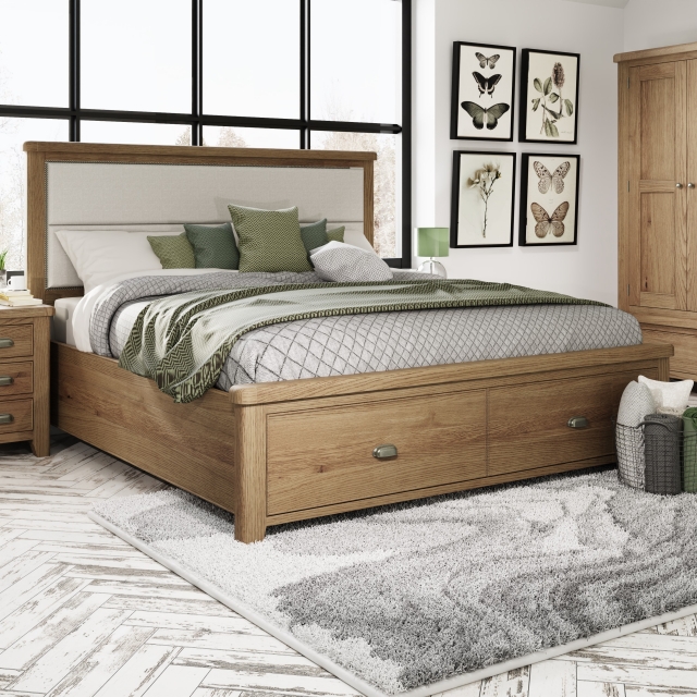 Smoked Oak Fabric Headboard Furniture World