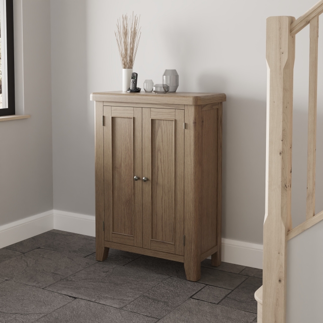 Oak shoe clearance storage cupboard