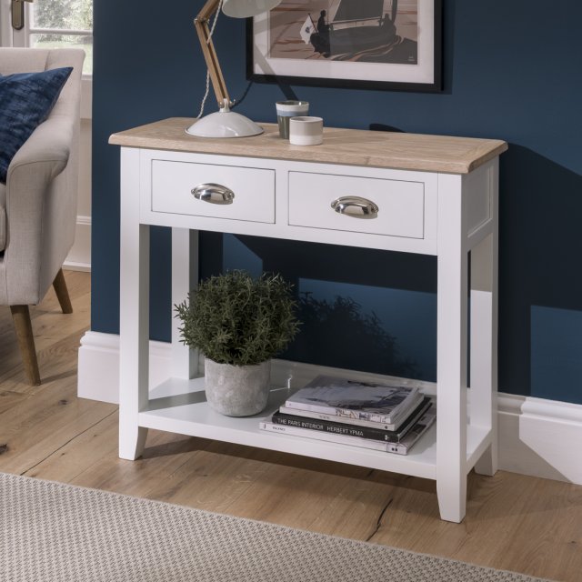 Oak City Nebraska White 2 Drawer, White Console Table With Drawers