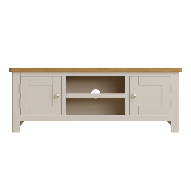 Oak City Dorset Oak 120cm Large TV Unit For Screens Up To 55 Truffle Grey Furniture World