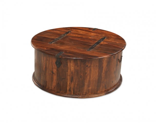 Maharajah Indian Rosewood Round Coffee, Round Trunk Coffee Table