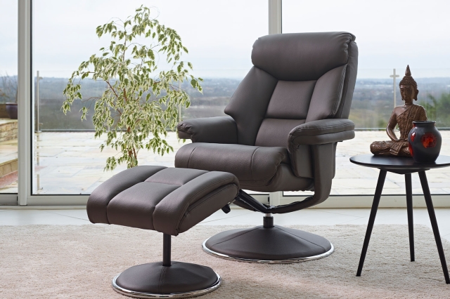 Global Furniture Alliance (G.F.A.) Bianca Swivel Recliner Chair and Stool