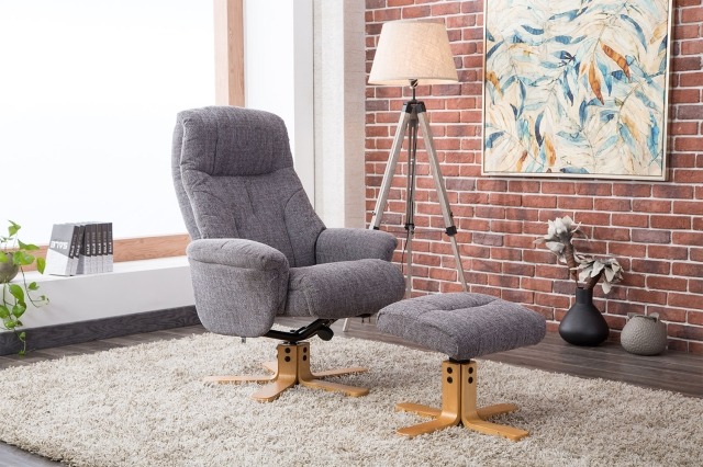 Dublin Swivel Recliner Chair and Stool Furniture World