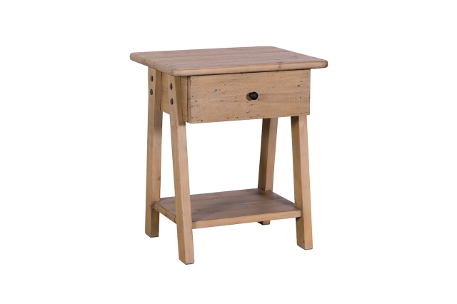 Baker Furniture Malta Reclaimed Wood 1 Drawer Lamp Table