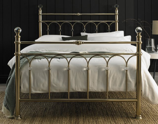 Kylie Metal Bed Frame In Champagne, Crystal Ball Bed Frame
