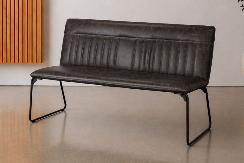 Cooper Low Leather Bench in Grey Cooper Low Leather Bench in Grey