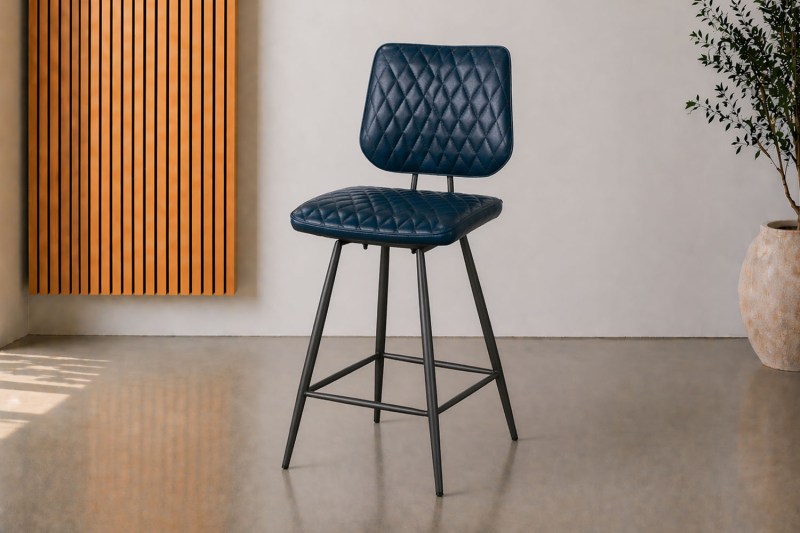 Dalton Quilted Dark Blue Bar Chair Dalton Quilted Dark Blue Bar Chair