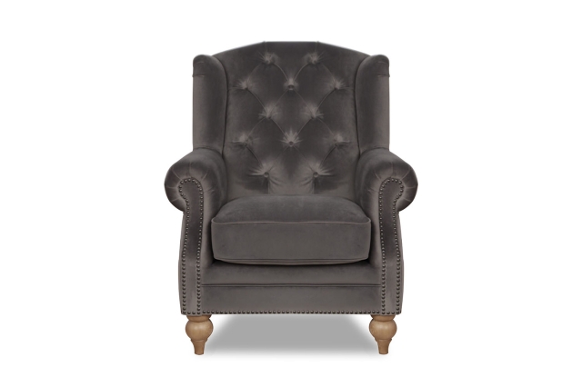 Hyde Line Buckley Fabric Chesterfield Wing Chair