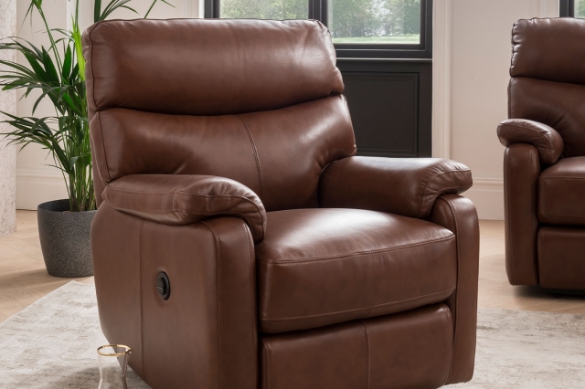 Premier Monet Manual Recliner Chair in Butterscotch Leather - STOCK