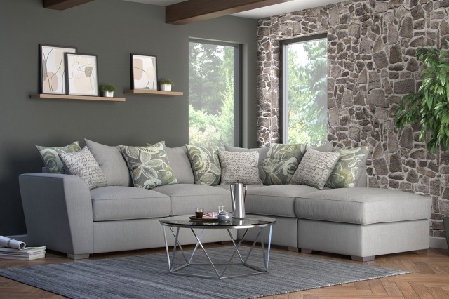 Corner sofa with scatter cushions Clearance