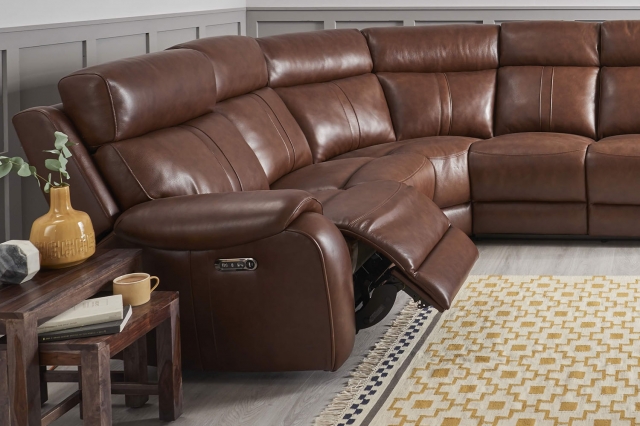 Lazy boy shop brown leather sofa