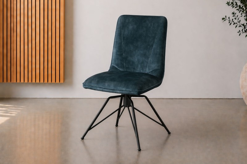 Lola Swivel Velvet Teal Blue Dining Chair (Pair) Lola Swivel Velvet Teal Blue Dining Chair (Pair)