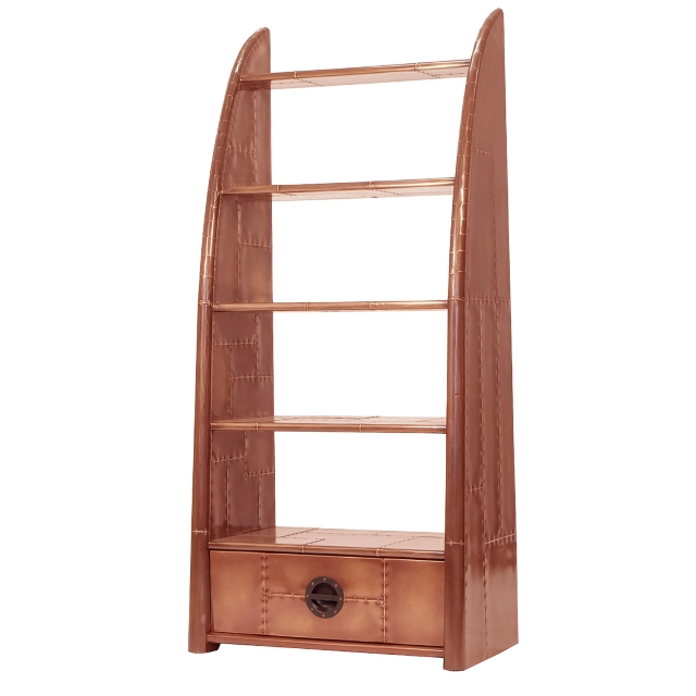 Carlton Furniture Avaitor Wing Bookcase in Vintage Metal Copper