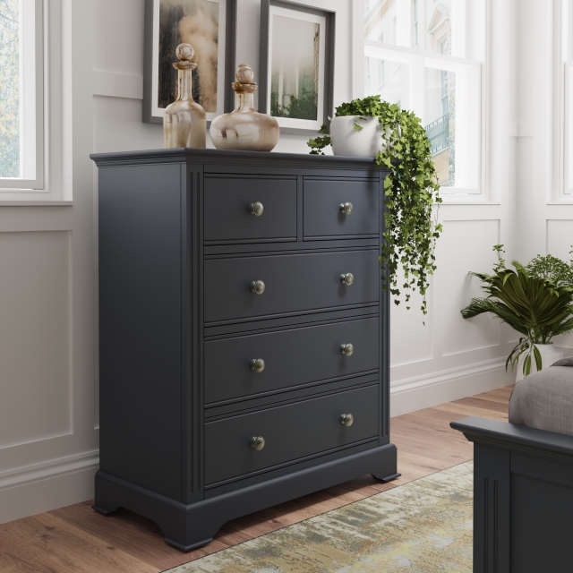 Kettle Interiors Oak City - Cotswold Midnight Grey 2 Over 3 Chest of Drawers