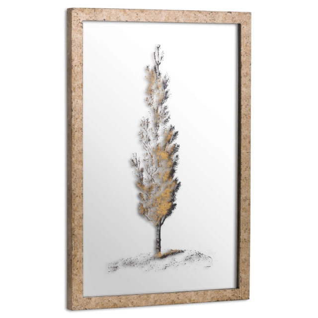 Hill Interiors Online Antique Metallic Brass Mirrored Pine Wall Art