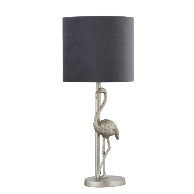 Hill Interiors Online Flamingo Silver Lamp With Grey Shade
