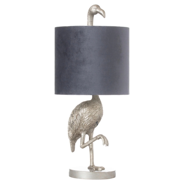 Hill Interiors Online Florence The Flamingo Silver Table Lamp With Grey Shade