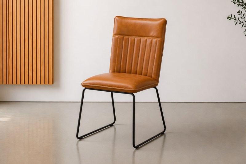 Cooper Leather Dining Chair in Tan (Pair) Cooper Leather Dining Chair in Tan (Pair)