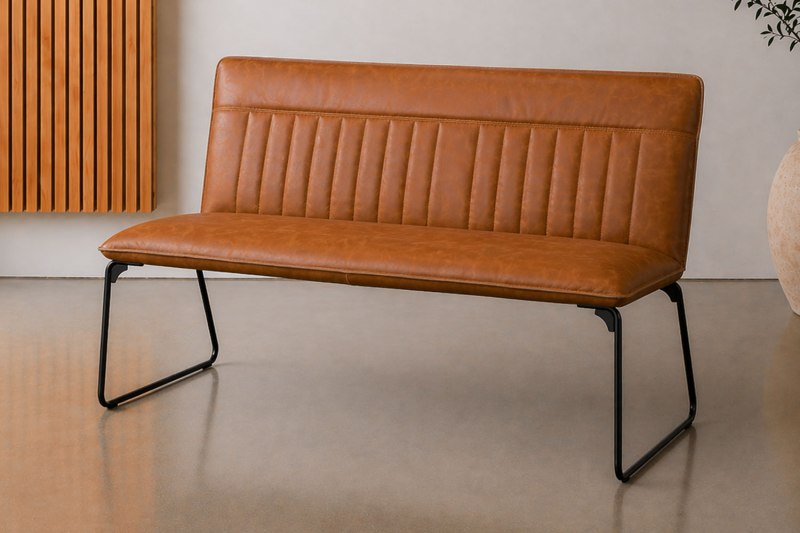 Cooper Low Leather Bench in Tan Cooper Low Leather Bench in Tan