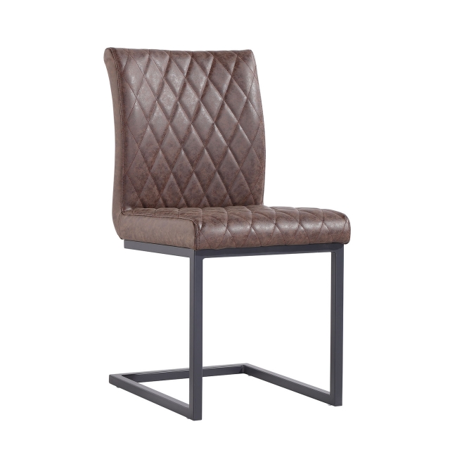 Kettle Interiors Diamond Stitch Dining Chair in Brown PU