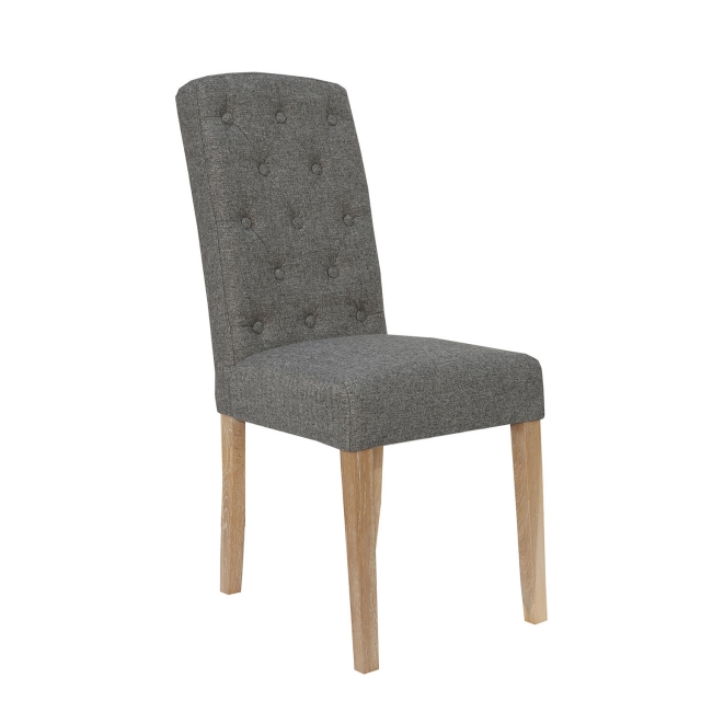 Kettle Interiors Button Back Upholstered Chair in Dark Grey