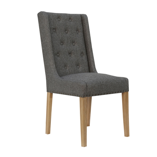 Kettle Interiors Button and Studded Dining Chair in Dark Grey