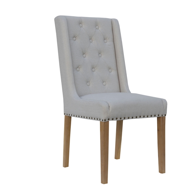 Kettle Interiors Button and Studded Dining Chair in Natural