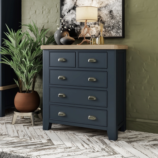 Smoked Painted Blue Oak 2 over 3 Chest