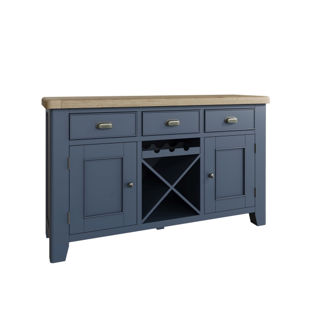 Kettle Interiors Smoked Painted Blue Oak Large Sideboard