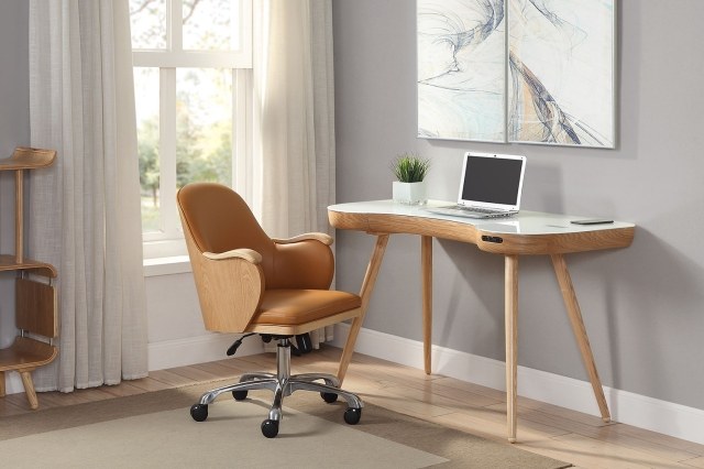 San Francisco Smart Desk - Oak/White Glass Top San Francisco Smart Desk - Oak/White Glass Top