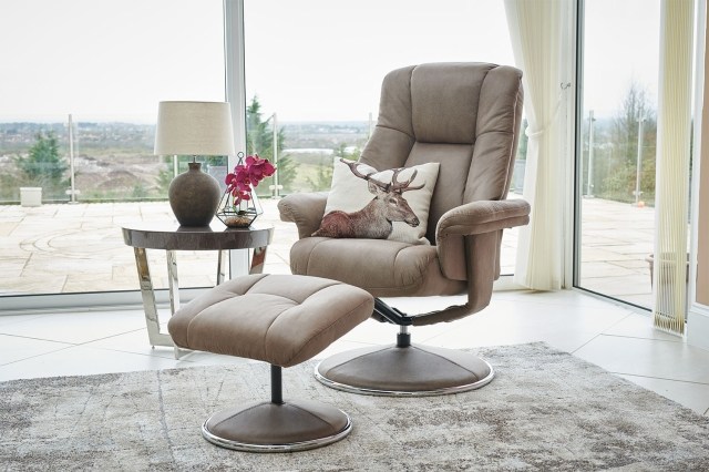 Swivel Recliner Armchair Swivel Chair And Footstool HOMCOM