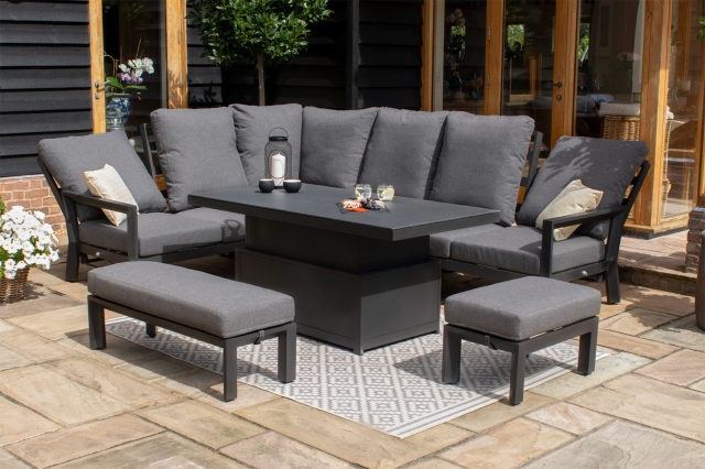 Maze Manhattan Reclining Aluminium Corner Dining Set with Rising