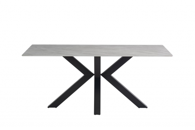 World Furniture Cleveland Sintered Stone X-Frame 1.8m Dining Table with Rebecca Grey Top