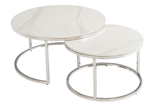 Houston Round Coffee Table Set in Italy White Houston Round Coffee Table Set in Italy White