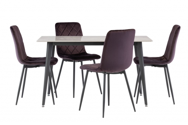 World Furniture Indy 1.3m Dining Set in Rebecca Grey with x4 Indy Chairs