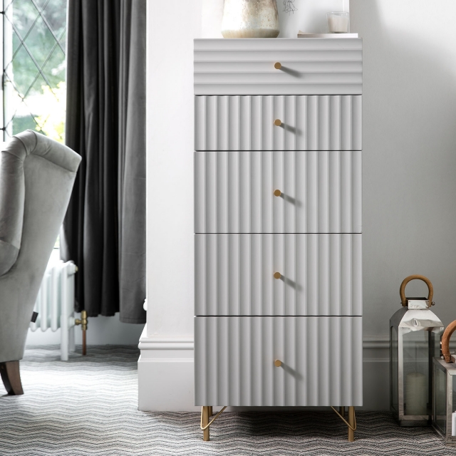 Grey tall shop chest of drawers