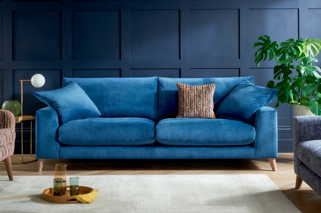 Blue shop upholstered couch
