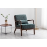 Kyoto Imogen Green Woven Chenille Chair with Dark Wood Frame