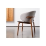 Baker Furniture Eve Fabric Curved Dining Chair in Light Beige Cotton and Solid Ash Wood Legs