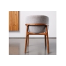 Baker Furniture Eve Fabric Curved Dining Chair in Light Beige Cotton and Solid Ash Wood Legs
